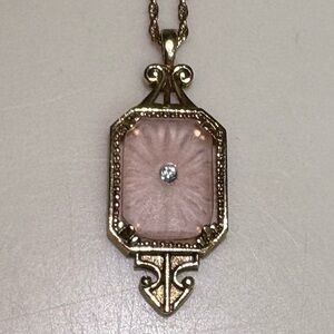 Avon Gold and Pink Vintage-Inspired Pendant